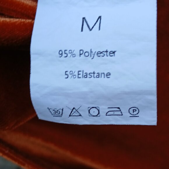 Romantic Rust Velvet Long Sleeved Shirred Wrists & Ruffled Cuss & Neck Top Sz M - Picture 7 of 9